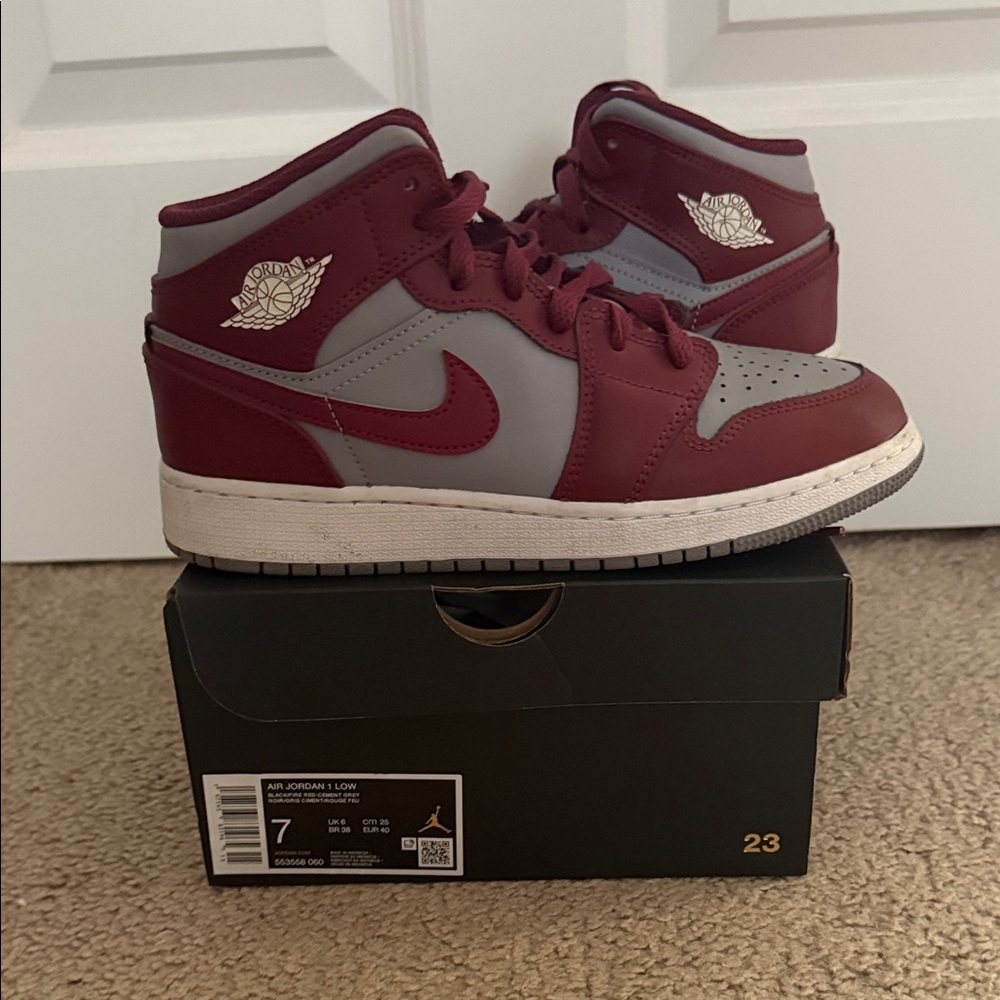 Nike Air Jordan Kids' Red and Gray Sneakers